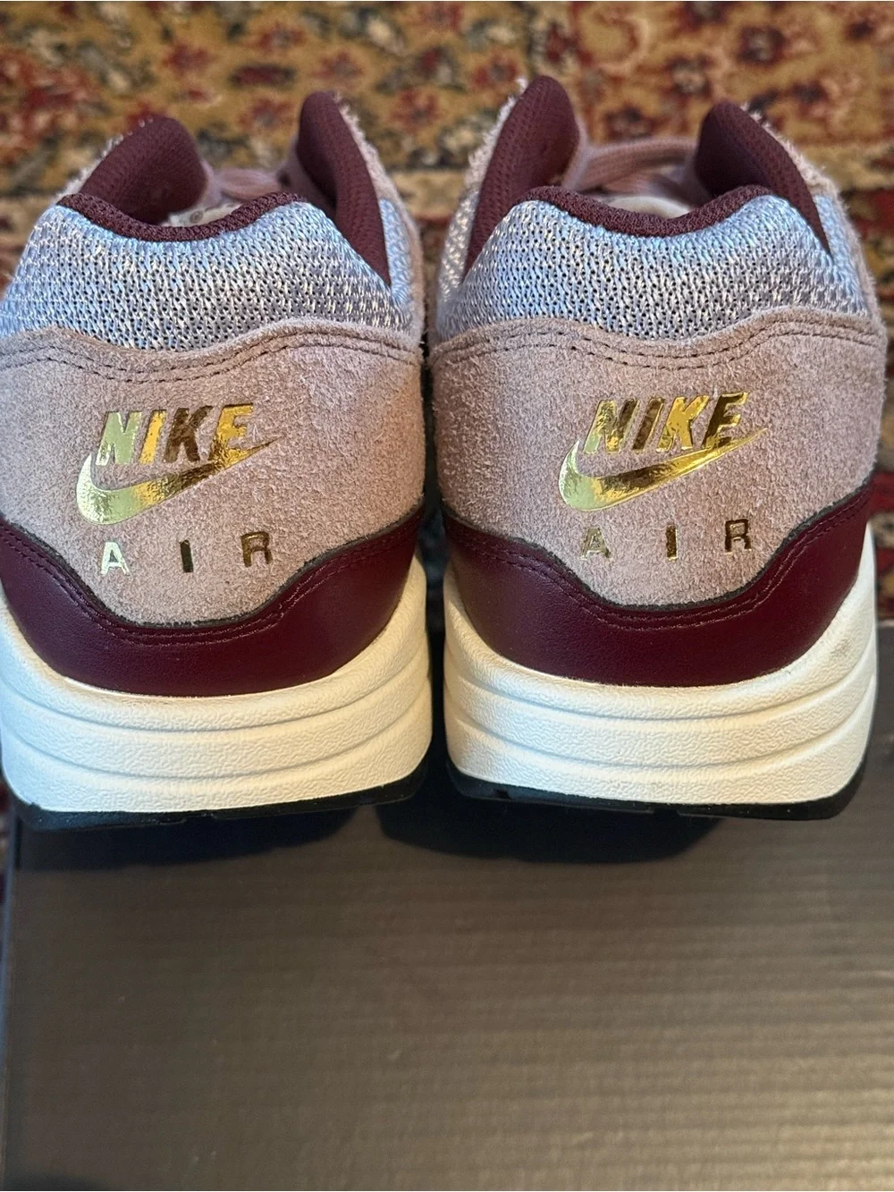 Nike Air Max 1 Essential PRM Cement Grey Burgundy Crush -  and Light Pink